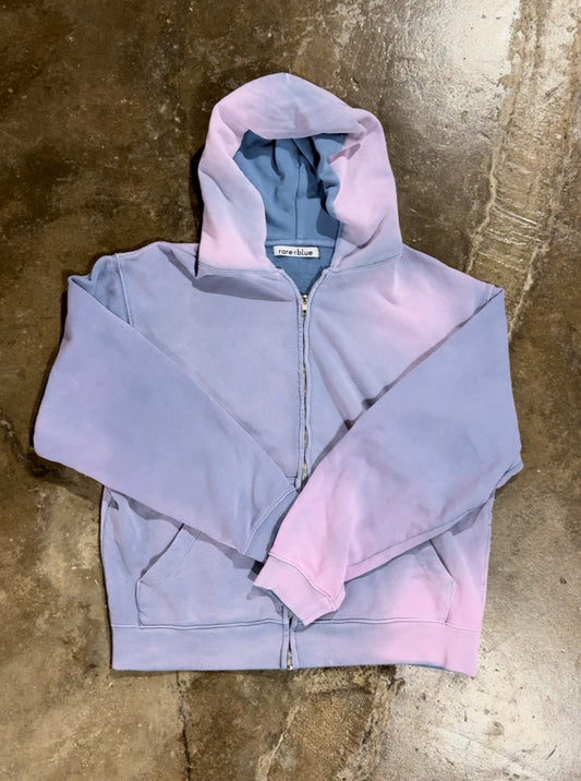 Zip Up Hoodie - Distressed Cotton Candy
